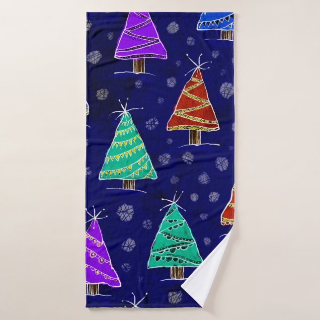 Bosque de árboles de Navidad dibujado al estilo de (Toalla de baño)