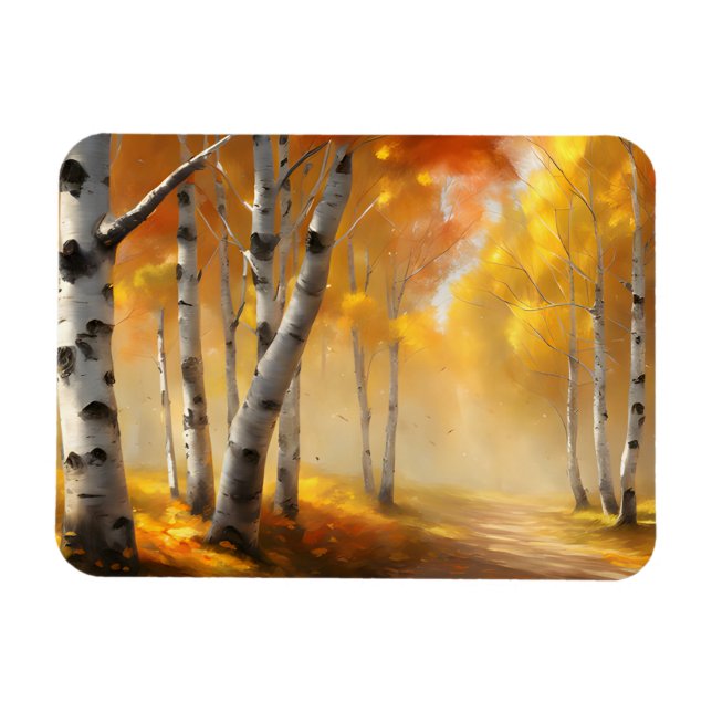 Bosque de Birch en el imán flexible de otoño (Horizontal)