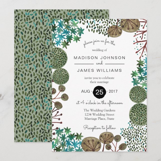 Bosque de bosques de árboles | BODA | Invitación (Anverso / Reverso)