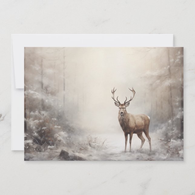 Bosque de ciervos vintage invierno Navidad Merry C (Anverso)