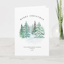 Bosque de hoja perenne acuarela Feliz Navidad