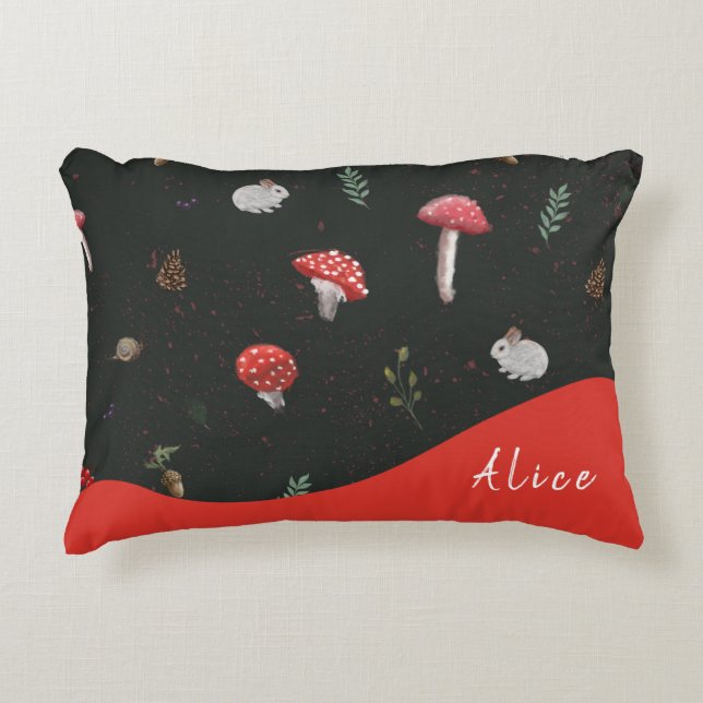 Bosque de hongos linda almohada (Anverso)