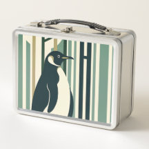 Bosque de Ilustracion Pingüino de Crema Verde Oliv