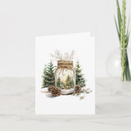 Bosque de Invierno en una tarjeta de nota Jar