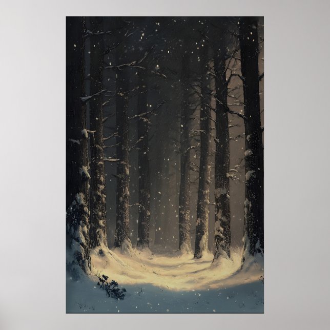 Bosque de invierno mágico Arte de pared de bosque  (Frente)