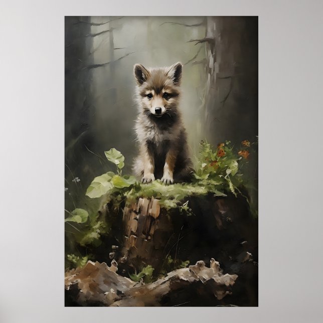 Bosque de Lobo Bebé, Impresión Botánica del Bosque (Frente)