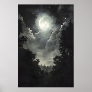 Bosque de Luna y Estrellas, Impresión Gótica de Da