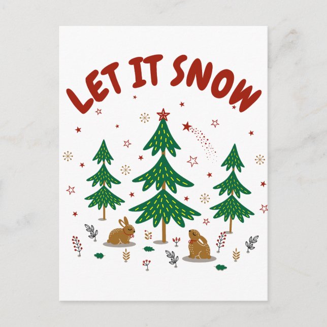 Bosque de Navidad estrellado con conejos (Anverso)
