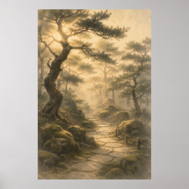 Bosque de Pinos Japonés Póster de Arte de Pared Ja (Frente)