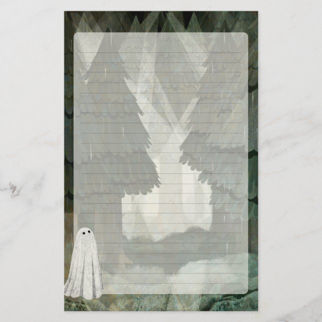 Bosque de Pinos - Papel de Carta Rayado con Fantas (Anverso)