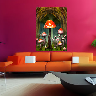 Bosque de setas rojas   Poster de arte de IA