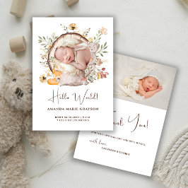 Bosque de Woodland Gracias Anuncio de Nacimiento d