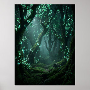 Bosque Encantado Iluminado Arte de Fantasía