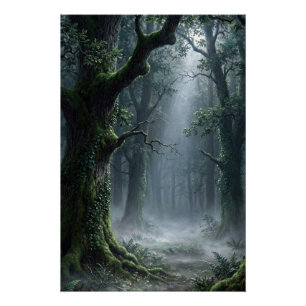 Bosque Encantado Póster de Fantasía del Bosque N