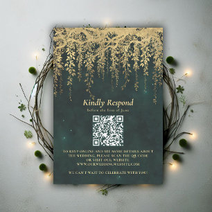 Bosque Encantado Vid Dorada Mágica Boda QR RSVP