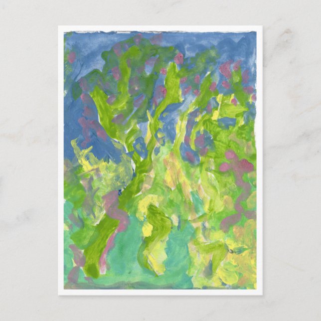 Bosque fantástico con postal púrpura (Anverso)