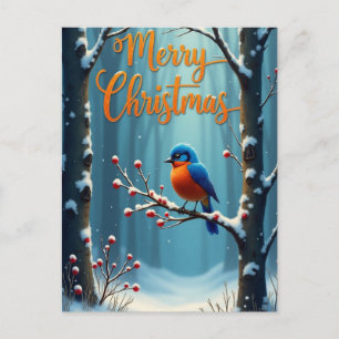 Bosque Feliz Navidad Pájaro en la Rama del Árbol