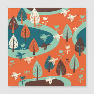 Bosque Geese: La escena de la naturaleza vintage