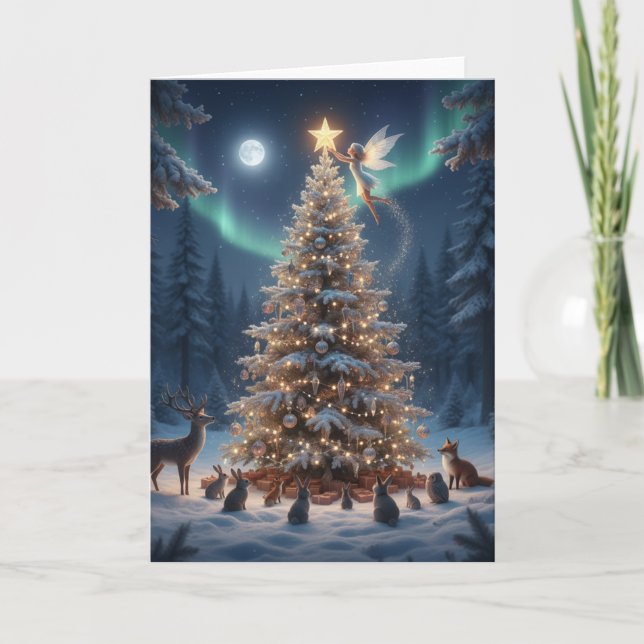 Bosque Mágico de Navidad - Tarjeta de saludo de Na (Anverso)