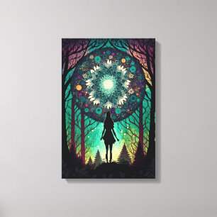 Bosque Mandala Psicodélico Impresión en Lienzo A