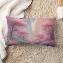 Bosque natural rosado de AI arte lanzar almohada