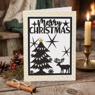 Bosque Negro Feliz Navidad Tarjeta de Corté de Pap