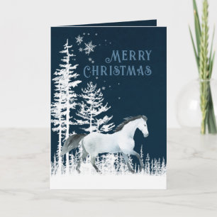 Bosque Nevado Caballo Blanco Salvaje Feliz Navidad