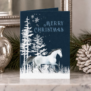 Bosque Nevado Caballo Blanco Salvaje Feliz Navidad