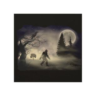 Bosque nocturno - Raven y lienzo de madera para pi