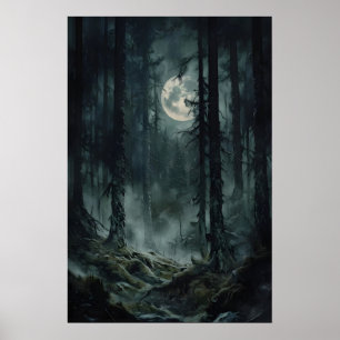 Bosque Oscuro Encantado de Luna Llena Arte de Bosq