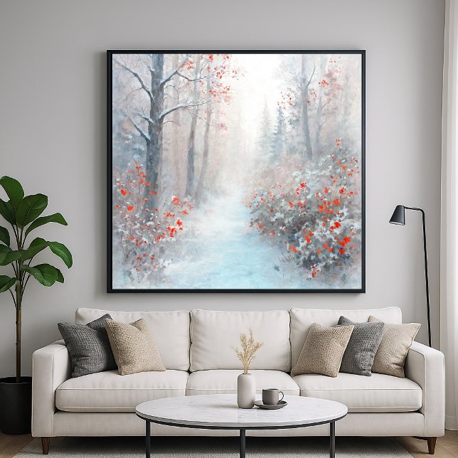 Bosque Rojo y Nevado - Arte de Estilo Impresionist (Subido por el creador)