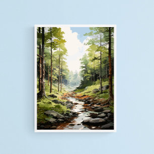 Bosque susurrador, arte de pared digital sereno