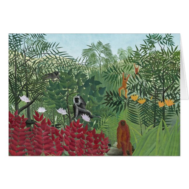 Bosque tropical con monos, 1910 (aceite sobre lien (Anverso (Horizontal))