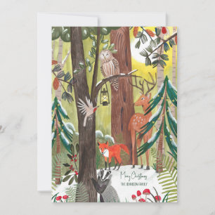 Bosque verde con animales del bosque Navidad foto