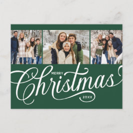 Bosque Verde Script Familia 3 Foto Navidad