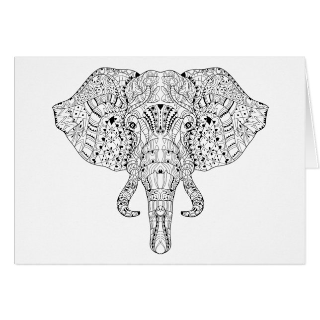 Bosquejo del Doodle de la cabeza del elefante (Anverso (Horizontal))