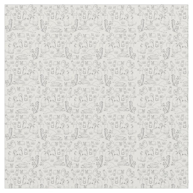 Bosquejos de la tela de algodón de los gatos (De cerca)