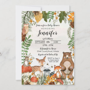 Bosques de animales de la Baby Shower Invitación a