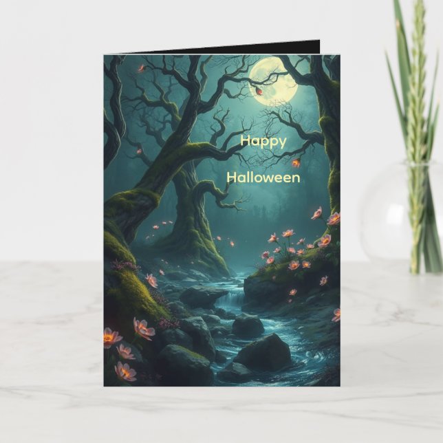 Bosques espeluznantes para tarjeta de Halloween (Anverso)