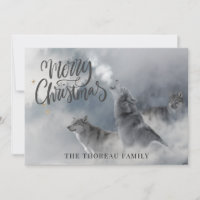 Bosques Lobos Invierno Feliz Navidad Fiesta C