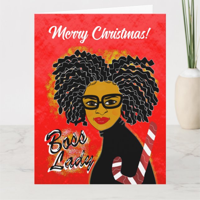 Boss Lady Candy Cane Merry Tarjeta de felicitación (Anverso)