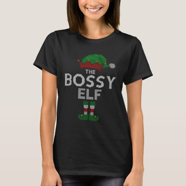 Bossy Elf Ugly Christmas Sweater Xmas Family Match (Anverso)