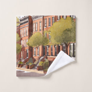 Boston Brownstones   Beacon Street Acuarela