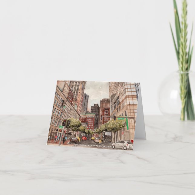 Boston Cityscape por Kate Boyington Blank Notecard (Anverso)