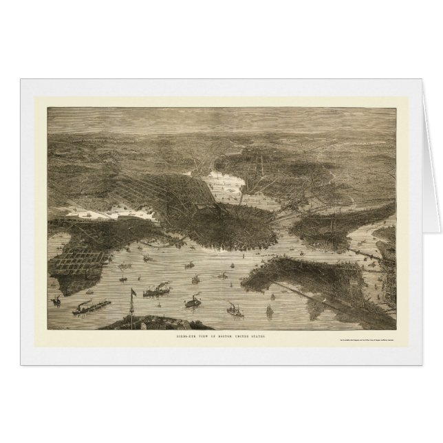 Boston, mapa panorámico de las MAMÁES - 1870s (Anverso (Horizontal))