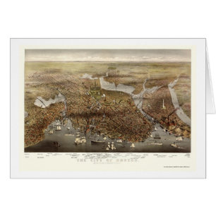 Boston, mapa panorámico de las MAMÁES - 1873