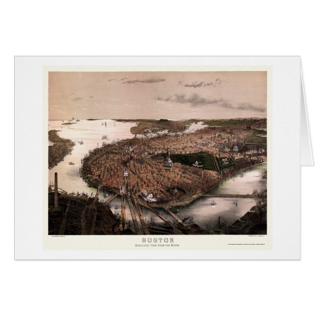 Boston, mapa panorámico de las MAMÁES - 1877 (Anverso (Horizontal))