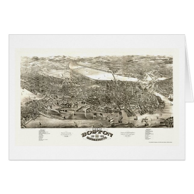 Boston, mapa panorámico de las MAMÁES - 1880 (Anverso (Horizontal))