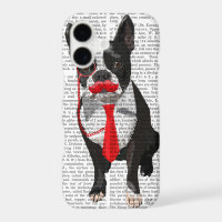 Boston Terrier con el taco rojo y el bigote 2