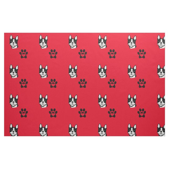 Boston Terrier con la tela de algodón de las patas ("Cuarto gordo" (fat quarter))